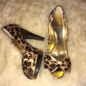 Coach Leopard Gold Heels PRICED TO SELL 💋